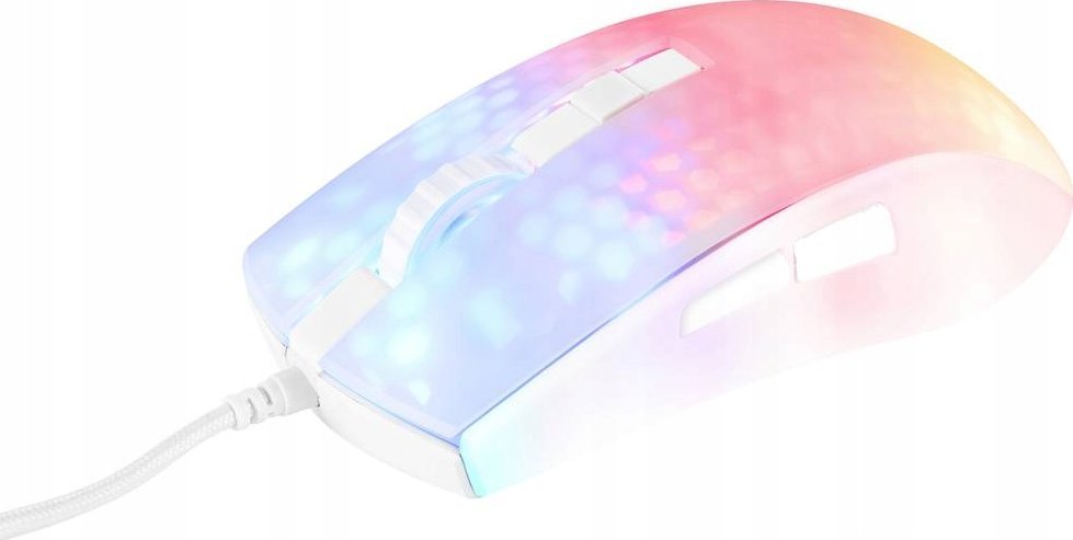 Maus gaming Deltaco Gaming WM87, 6200 DPI, 6 butona, i bardhë transparent