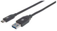 Kabllo Manhattan USB-A - USB-C, 2m, e zezë
