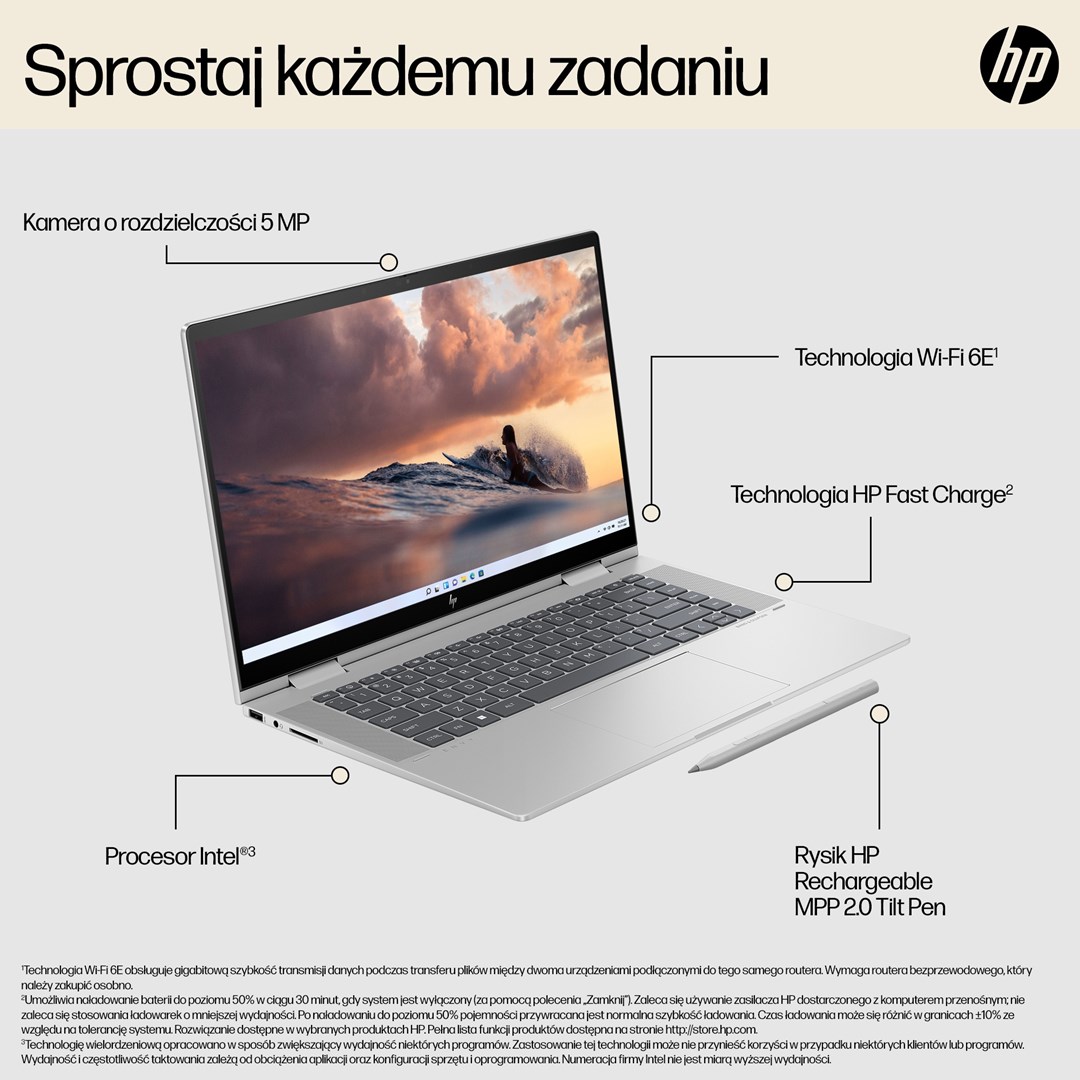 Laptop HP ENVY x360 15-fe0015nw , 15.6", Intel Core i5 1335U, 16 GB RAM, 512 GB SSD, i argjendtë
