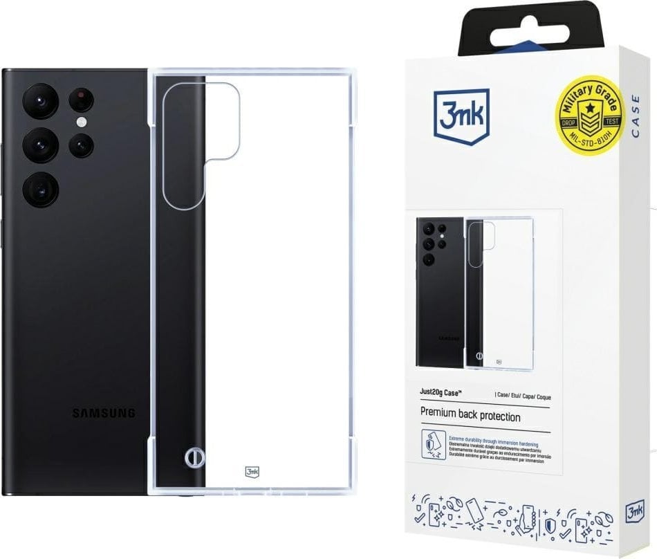 Mbulesë telefoni 3MK Just20g Clear për Samsung Galaxy S22 Ultra 5G, transparente