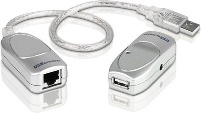 Adapter USB Aten UCE60, zgjatës USB në RJ45, 60 m, argjendtë