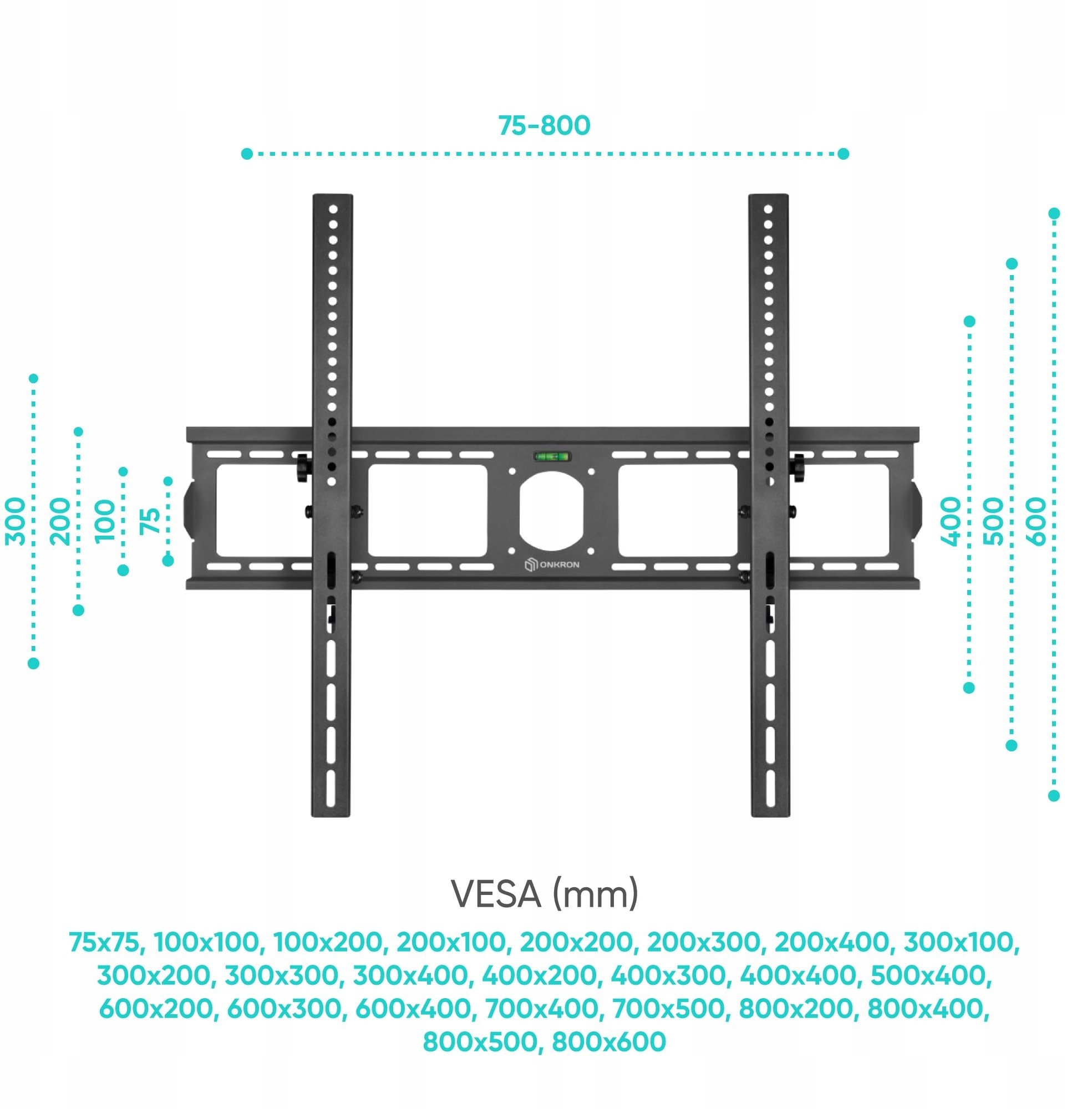 Mbajtëse muri për TV Onkron UT4-B, 55-100", 75kg, e zezë