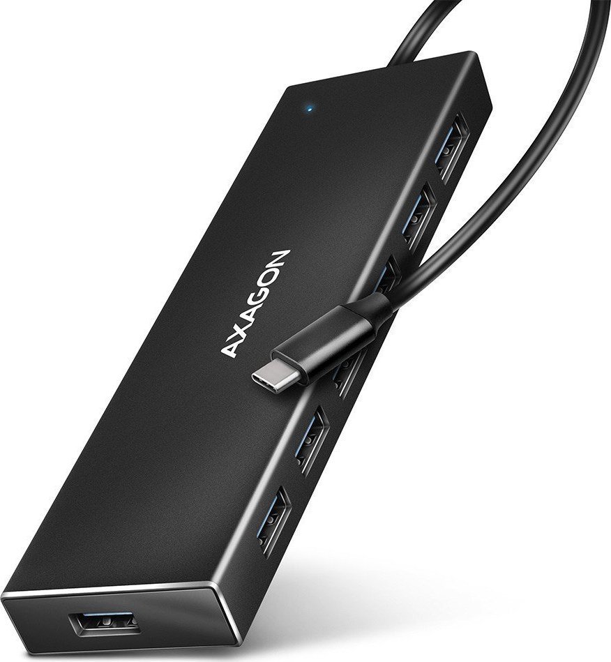 USB HUB Axagon HUE-F7A, 7x USB 3.2 Gen 1, kabllo USB-C 30 cm, alumini