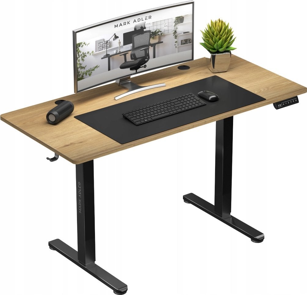 Tavolinë zyre Mark Adler Leader 7.0, rregullim elektrik lartësie, kapacitet 80 kg, ngjyrë druri