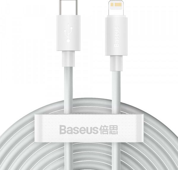 Kabllo Baseus, USB-C – Lightning, 1.5 m, e bardhë