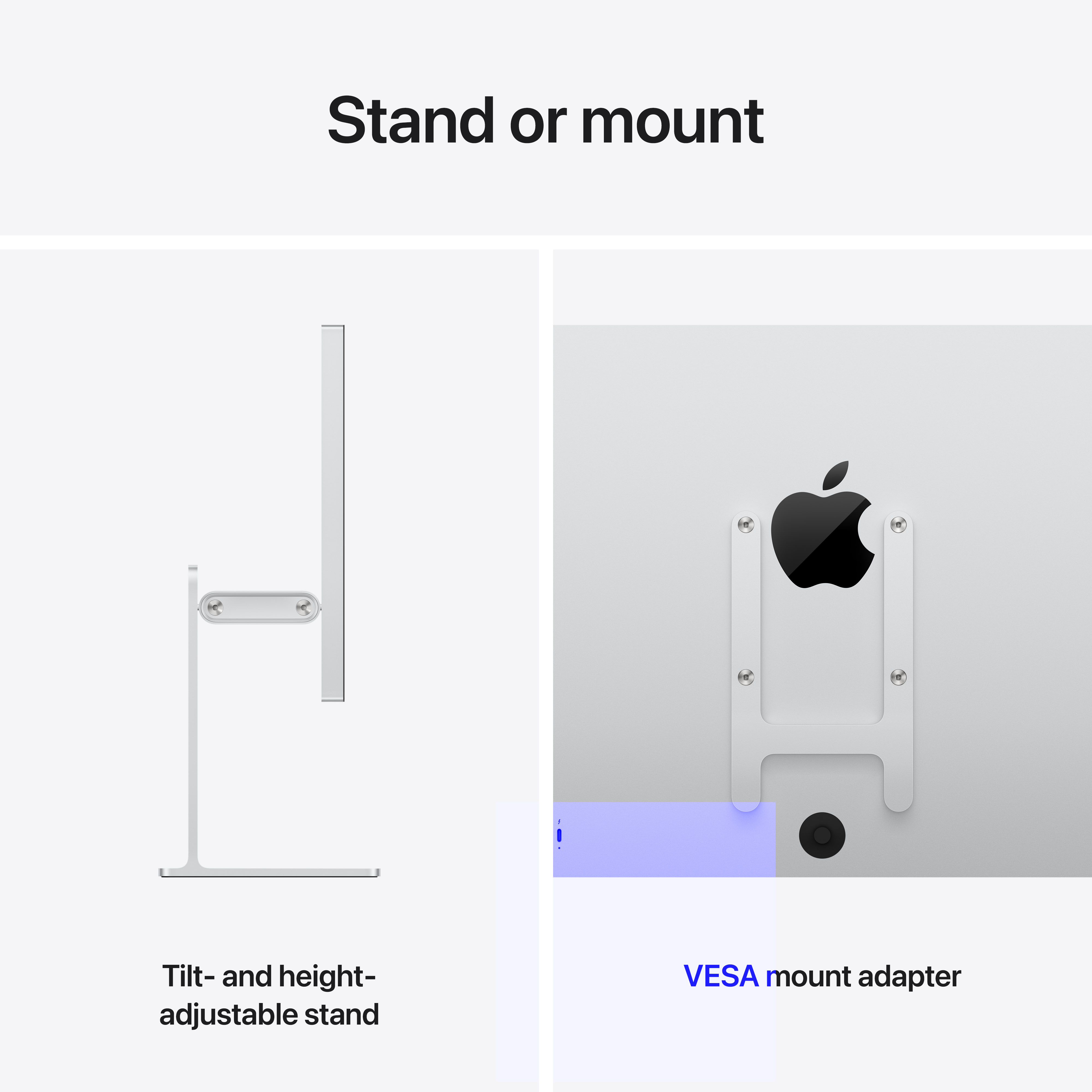 Apple Studio Display XDR, Standard glass, Tilt- and height-adjustable stand