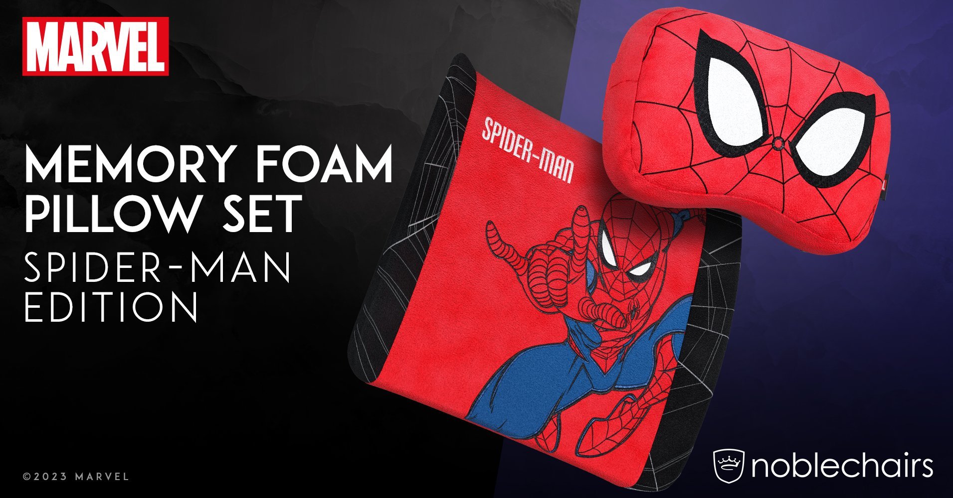Set jastëkësh gaming Noblechairs Memory Foam, Spider-Man Edition, për qafë dhe mesit, të kuq
