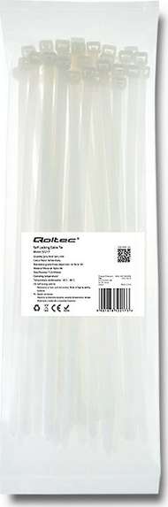 Kapëse kabllosh Qoltec Cable Tie, 7.2×300mm, najlon UV, e bardhë