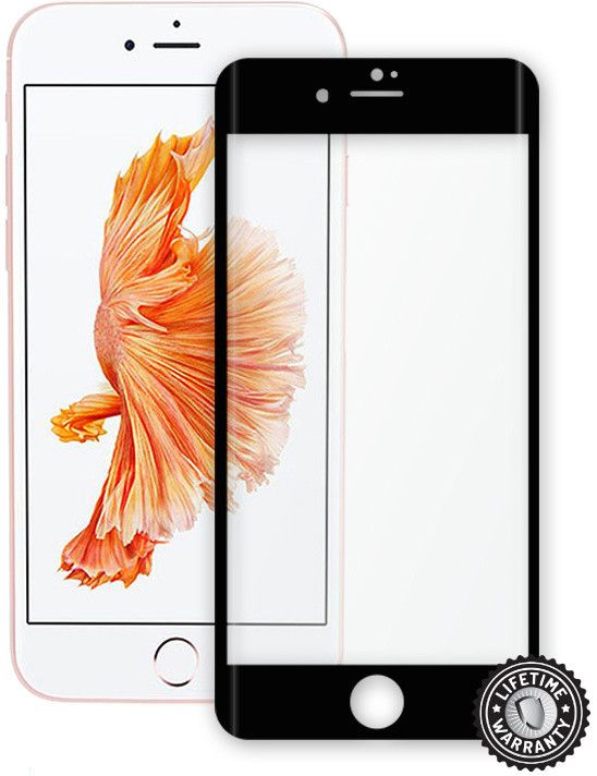 Xham mbrojtës Screenshield për iPhone 7, i zi (me anësore metalike)