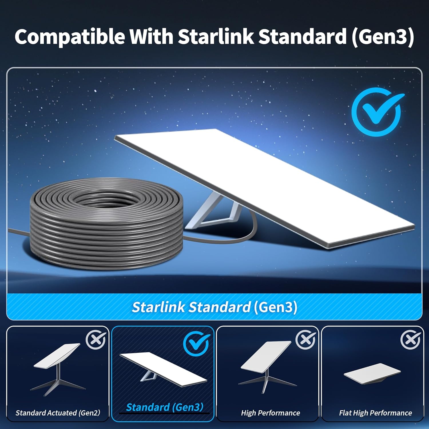 Kabllo për Starlink Lucmo Gen 3 Standard Generation 3, 46m, i zi