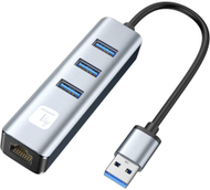 Docking station me USB hub Techly Idata USB-Etgiga3aa, 3 porta USB 3.2, Gigabit Ethernet, i zi
