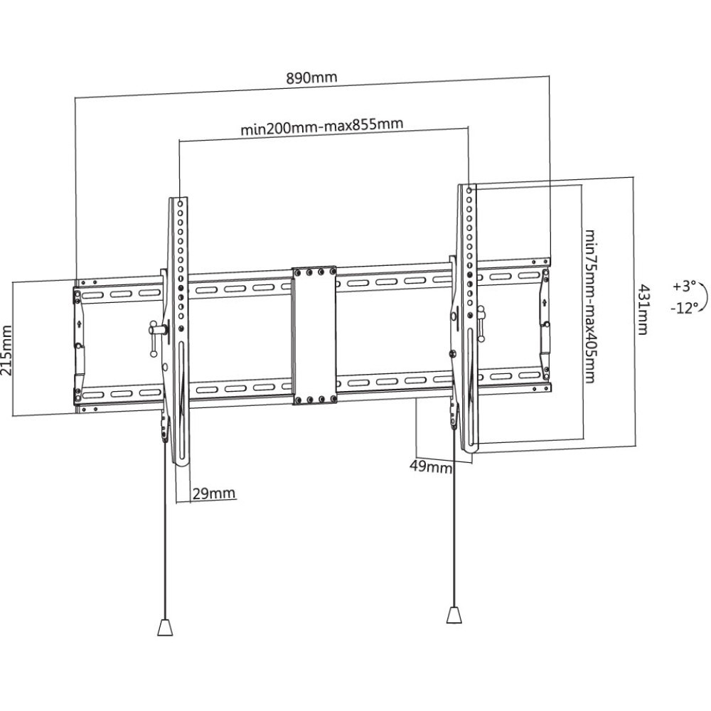 Mbajtëse për TV Techly, 43-90", 70 kg, e zezë