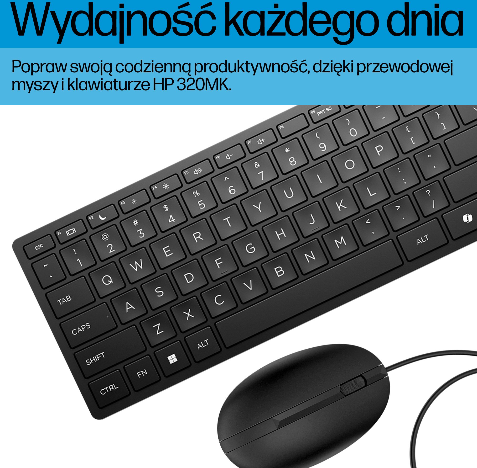 Сет тастатура и глушец HP Desktop 320MK, дански распоред, црн