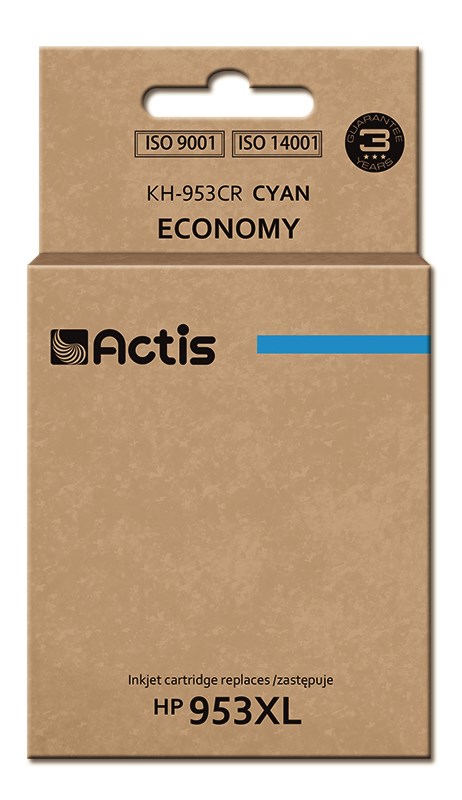 Ngjyrë për printer Actis KH-953CR (zëvendësim për HP 953XL F6U16AE), 25 ml, e kaltër