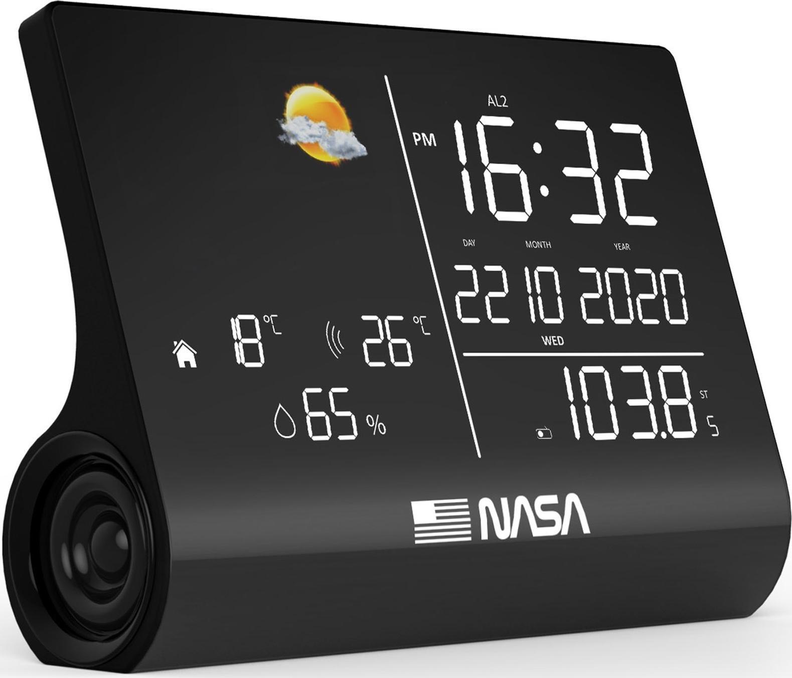 Stacion moti NASA WSP1300, ekran me ngjyra, radio FM dhe Bluetooth, i zi