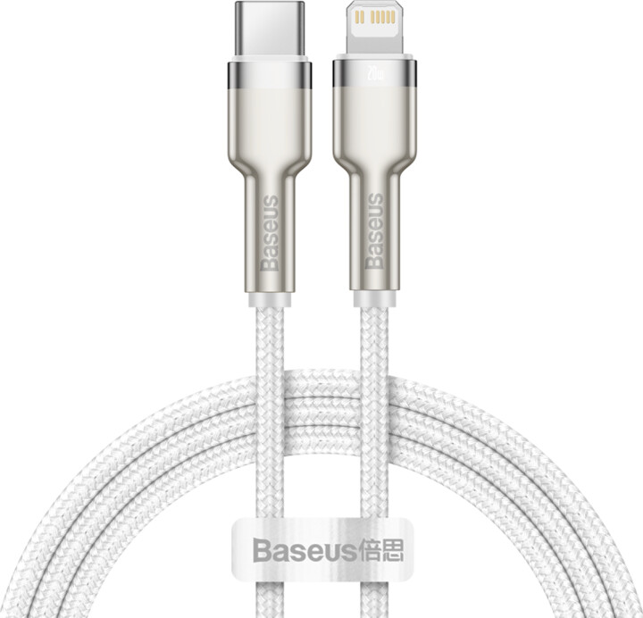 Kabllo BASEUS Cafule Series, USB-C - Lightning, M/M, 20W, 1m, e bardhë