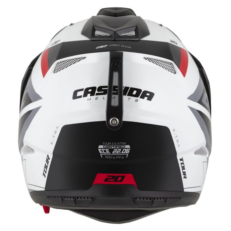 Мото шлем CASSIDA Tour 2.0 X-tra, големина M, мат бело-црвено-црна