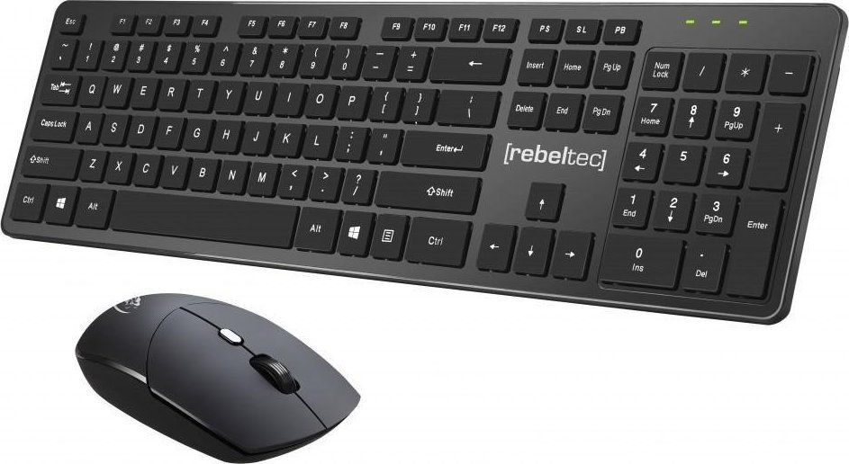 Set tastierë dhe maus Rebeltec MAXIM, wireless 2.4GHz, 104 taste, i zi