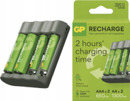 Полнач за батерии GP Batteries GP Recharge B441, USB, сет со 2x AA 2100mAh и 2x AAA 800mAh