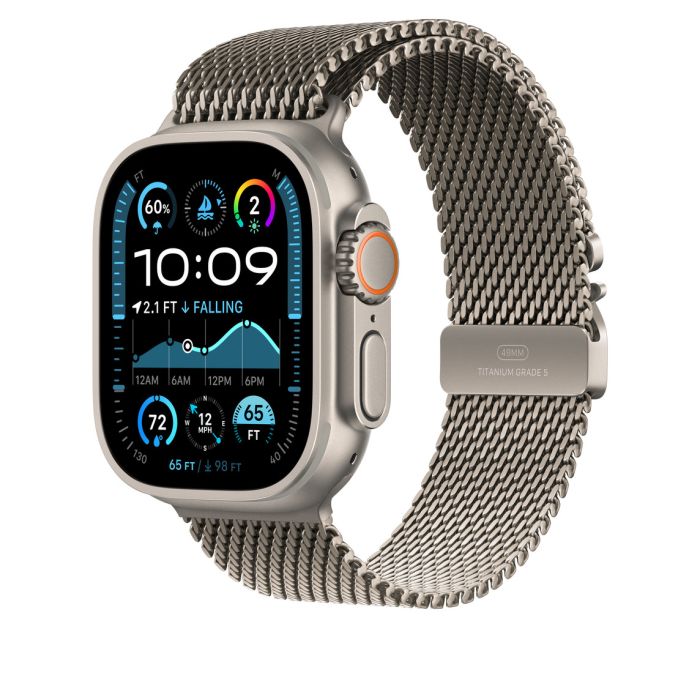 Apple Watch 49mm Milanese Loop, Natural Titanium Milanese Loop, L
