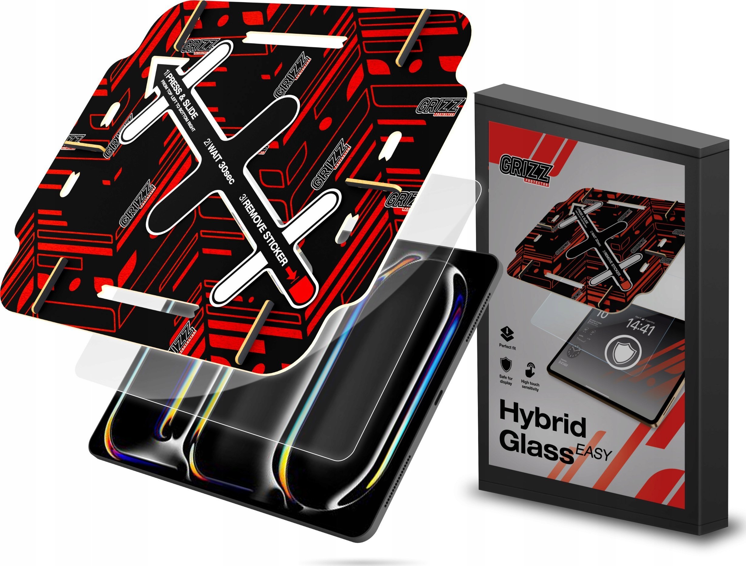 Qelq hibrid me aplikator Grizz Easy për Apple iPad Pro 11" M4 2024, transparent