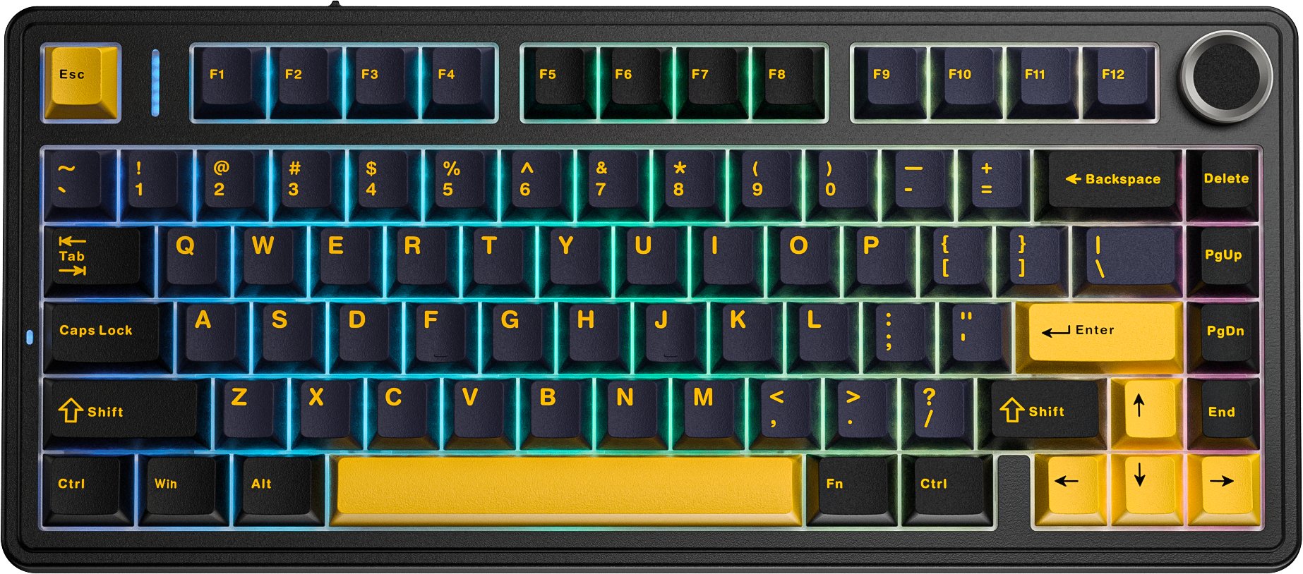 Гејминг тастатура AULA F75, безжична, механичка hot swappable, RGB, 4000 mAh, црна темно сина портокалова