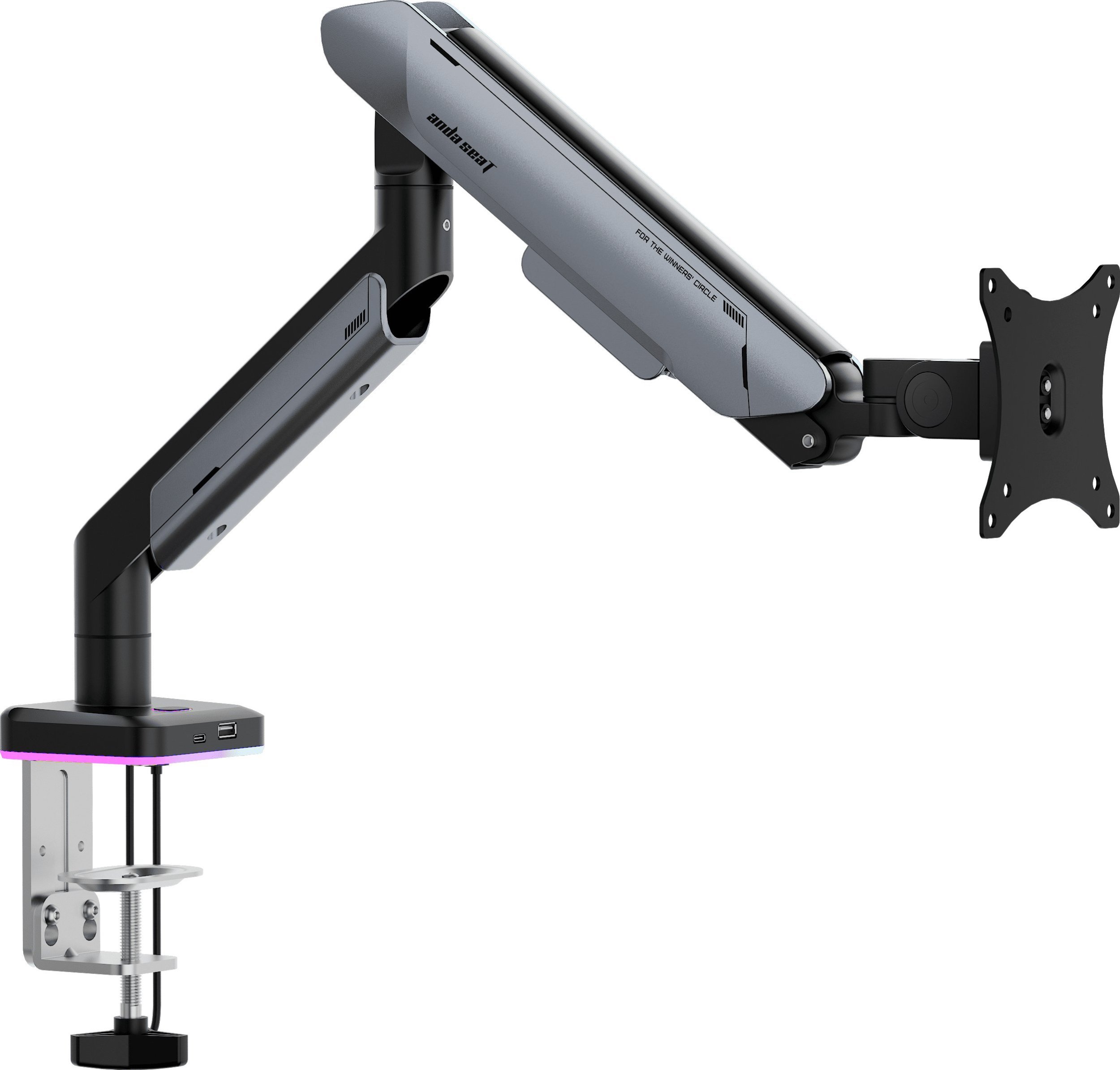 Носач за монитор Anda Seat Stealth II PRO RGB, 17"-42", до 15kg, титаниум