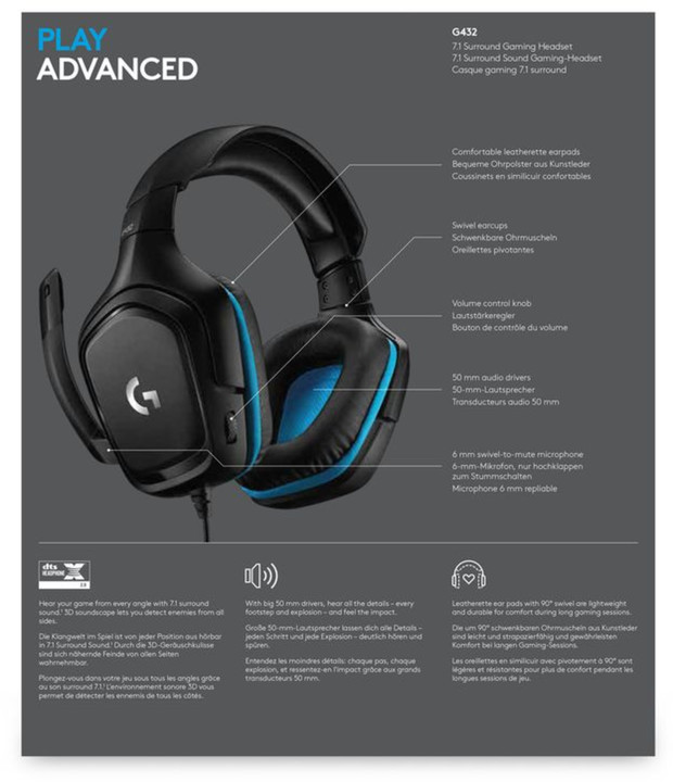 Kufje Logitech G432, të zeza