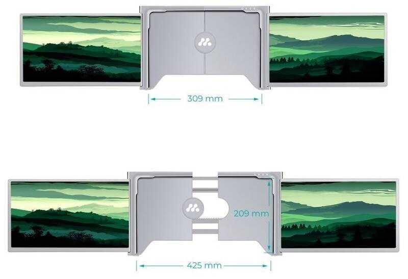 Monitor Misura 3M1400S1 Dual portativ, 14", 1920 x 1080, i argjendtë