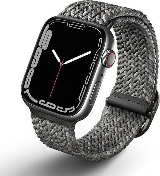 Rrip për Apple Watch Uniq Aspen, 44 45mm, thurje tekstili, gri e errët