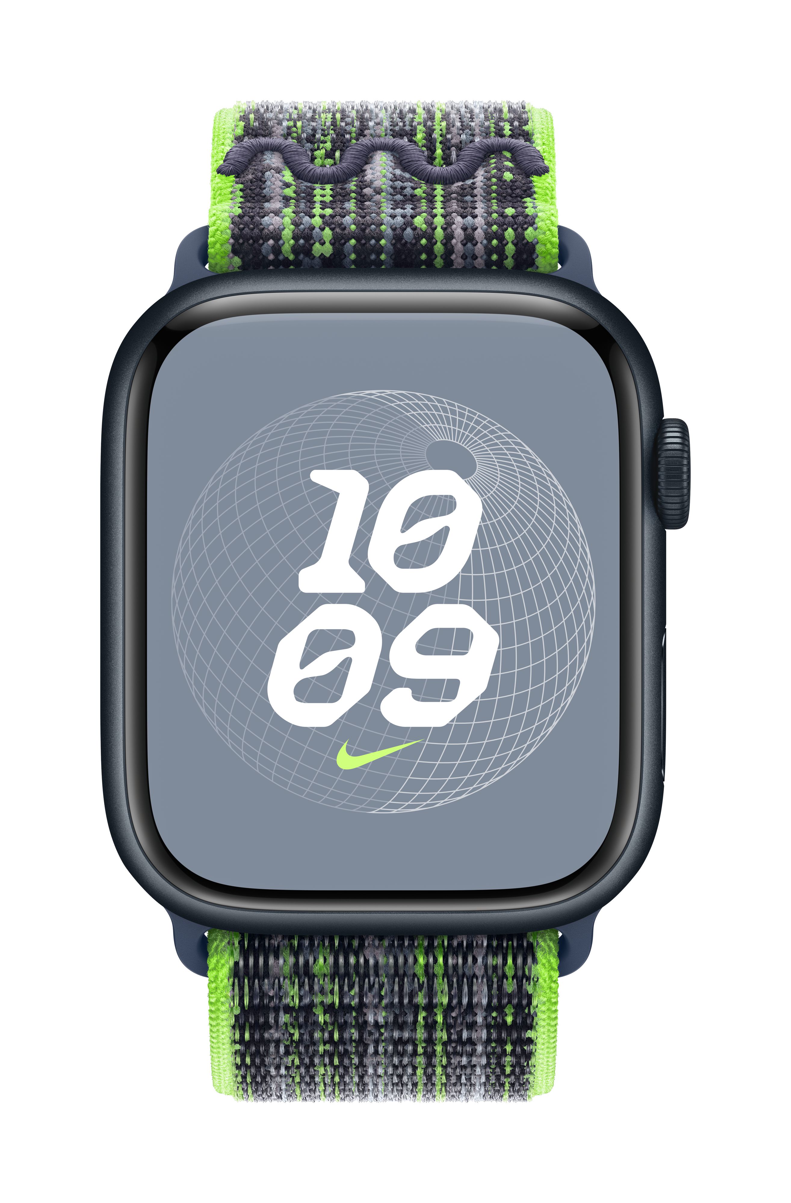 Apple Watch 45mm Nike Band, Bright Green/Blue Nike Sport Loop