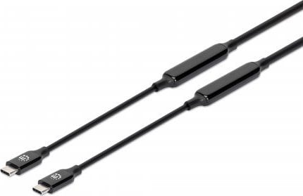 Kabllo USB C Manhattan, 5m, USB 3.2 Gen2 10Gbps, 60W 3A, e zezë