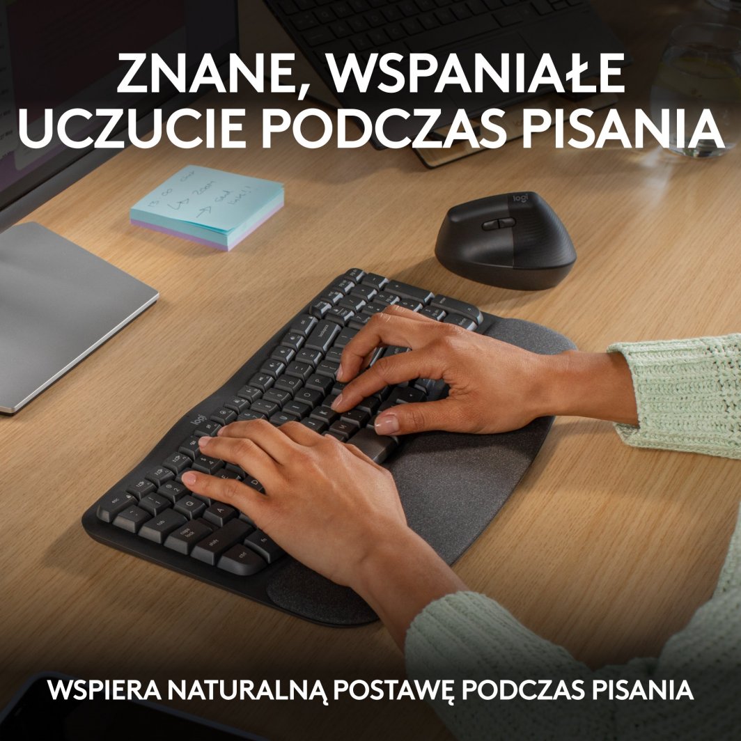 Tastierë Logitech Wave Keys, ergonomike, pa tela, grafit