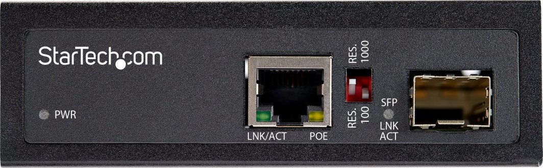 Media konvertues industrial StarTech PoE+, 1x SFP në RJ45 Gigabit, 60W, kompakt