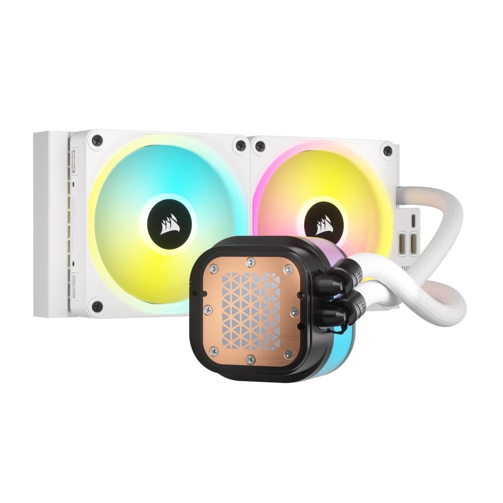 Ftohës me ujë për CPU CORSAIR iCUE LINK H100i RGB, 240 mm, LGA 1700/AM5, i bardhë