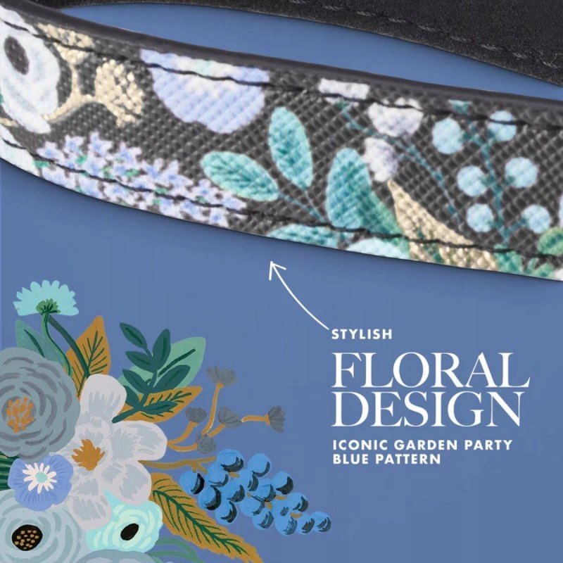 Rrip telefoni Rifle Paper Co Garden Party Blue, lëkurë vegane, dizajn me lule, blu