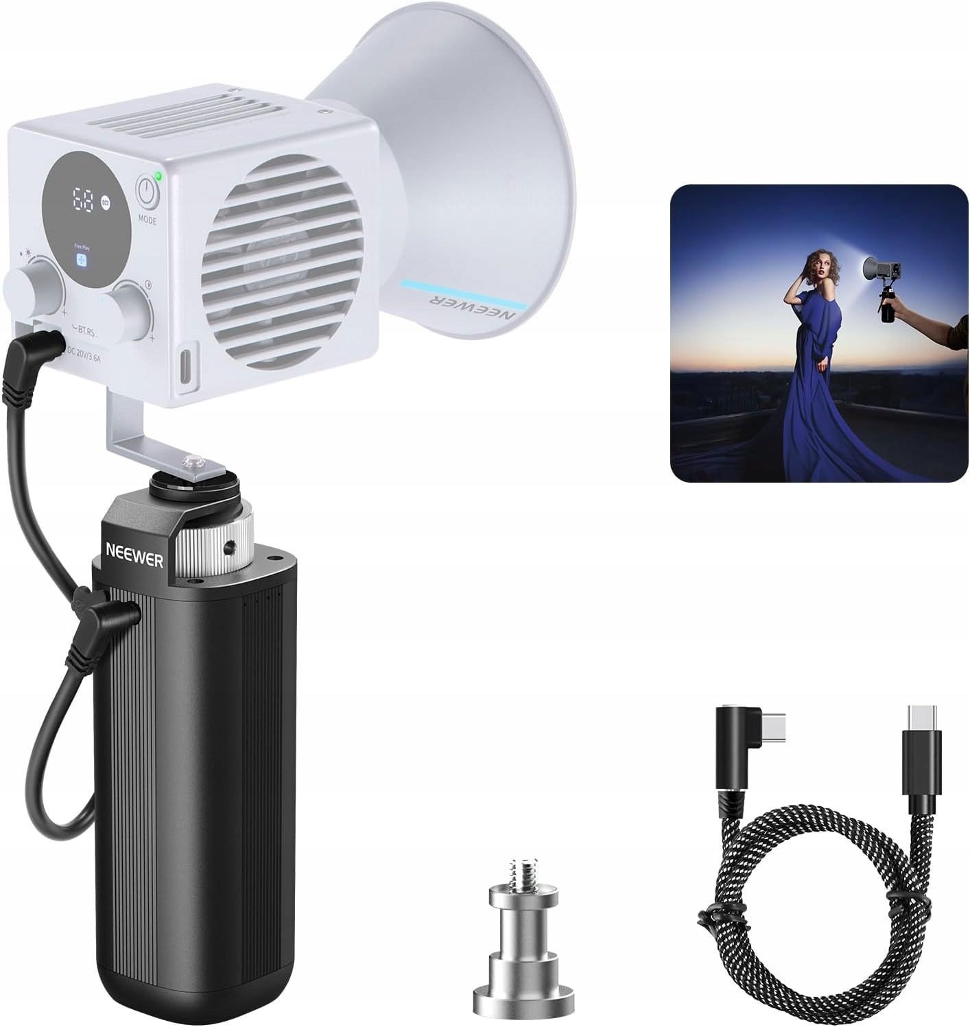 Power bank dorezë NEEWER PH74E, 74Wh, 100W USB C PD, e zezë