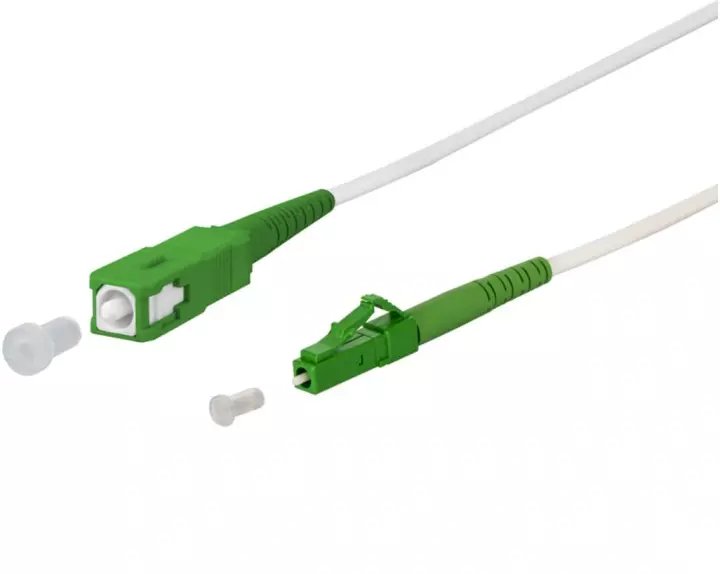 Kabllo fibër optike Metz Connect OpDAT, SC UPC në LC APC, OS2, 0.5m, e bardhë