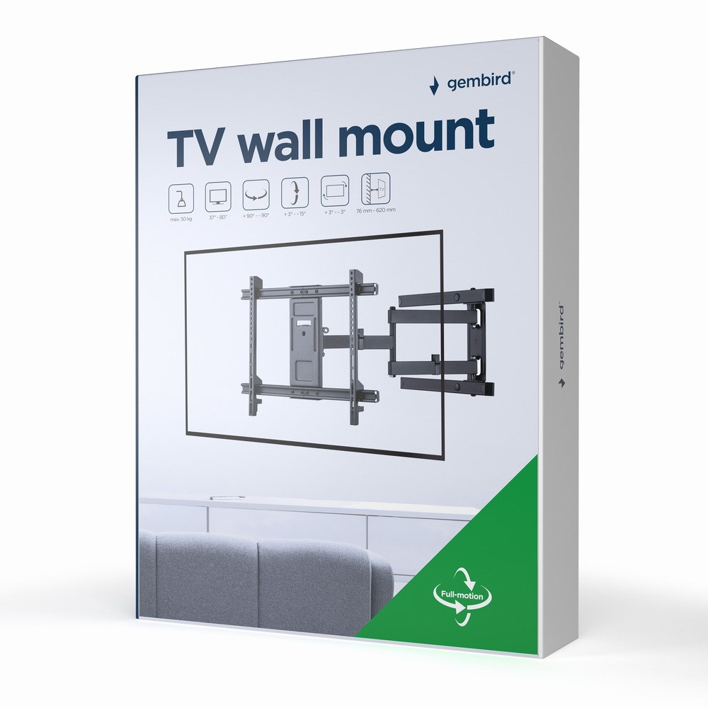 Mbajtëse muri për TV Gembird WM-80ST-05, 37"-80", VESA 600x400, e zezë