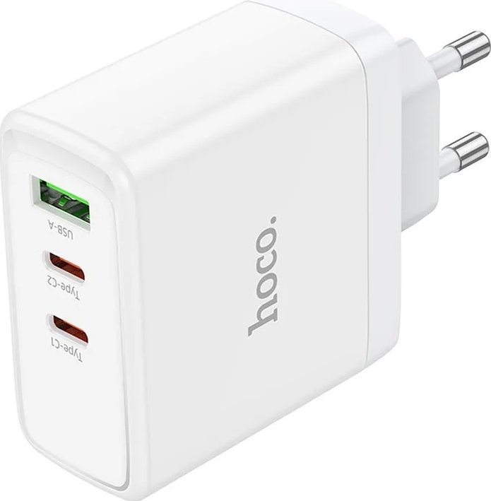Полнач за ѕид Hoco N30, 65W GaN, 2x USB C 1x USB A PD QC, бел