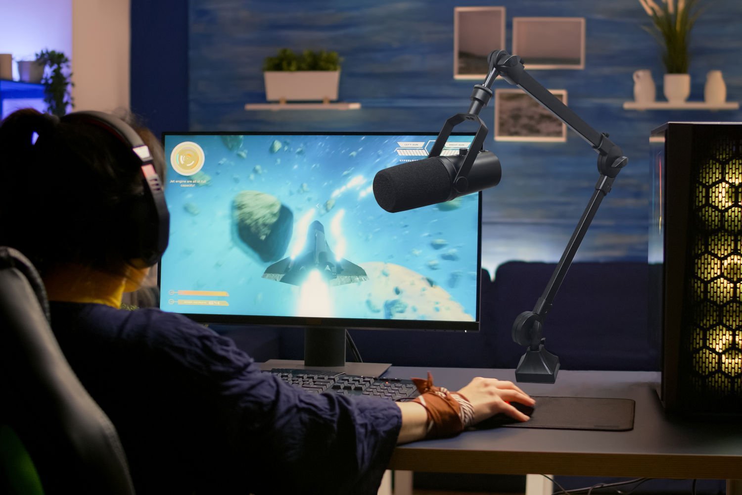 Krah mikrofoni Mozos SB34, metalik, i rregullueshëm, i zi