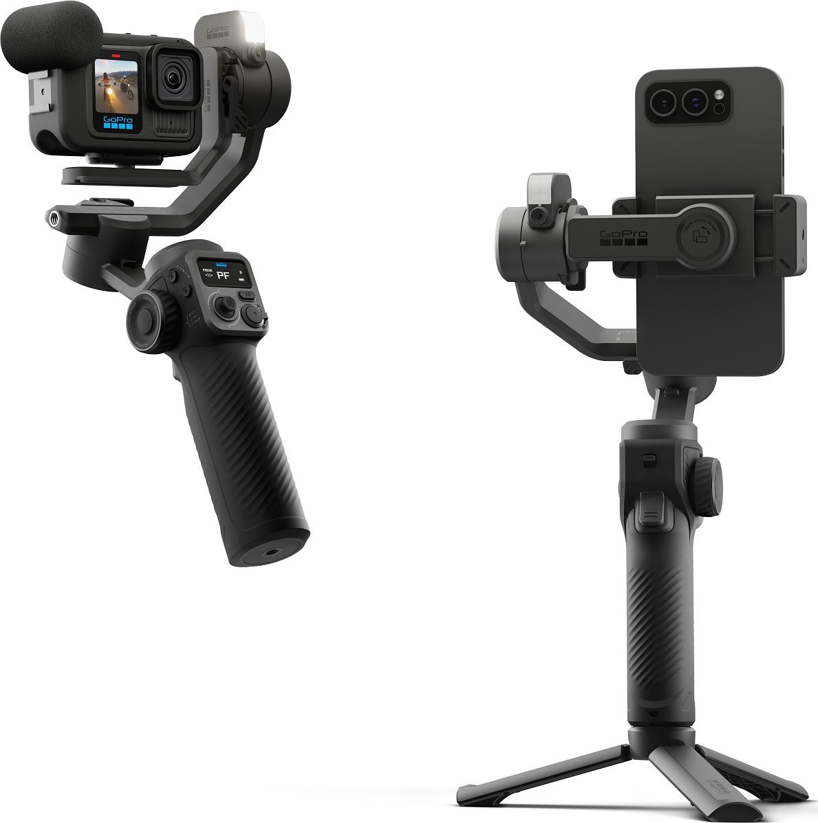 Стабилизатор GoPro Fluid Pro AI, за камера и смартфон, со интегрирана светлина, црн