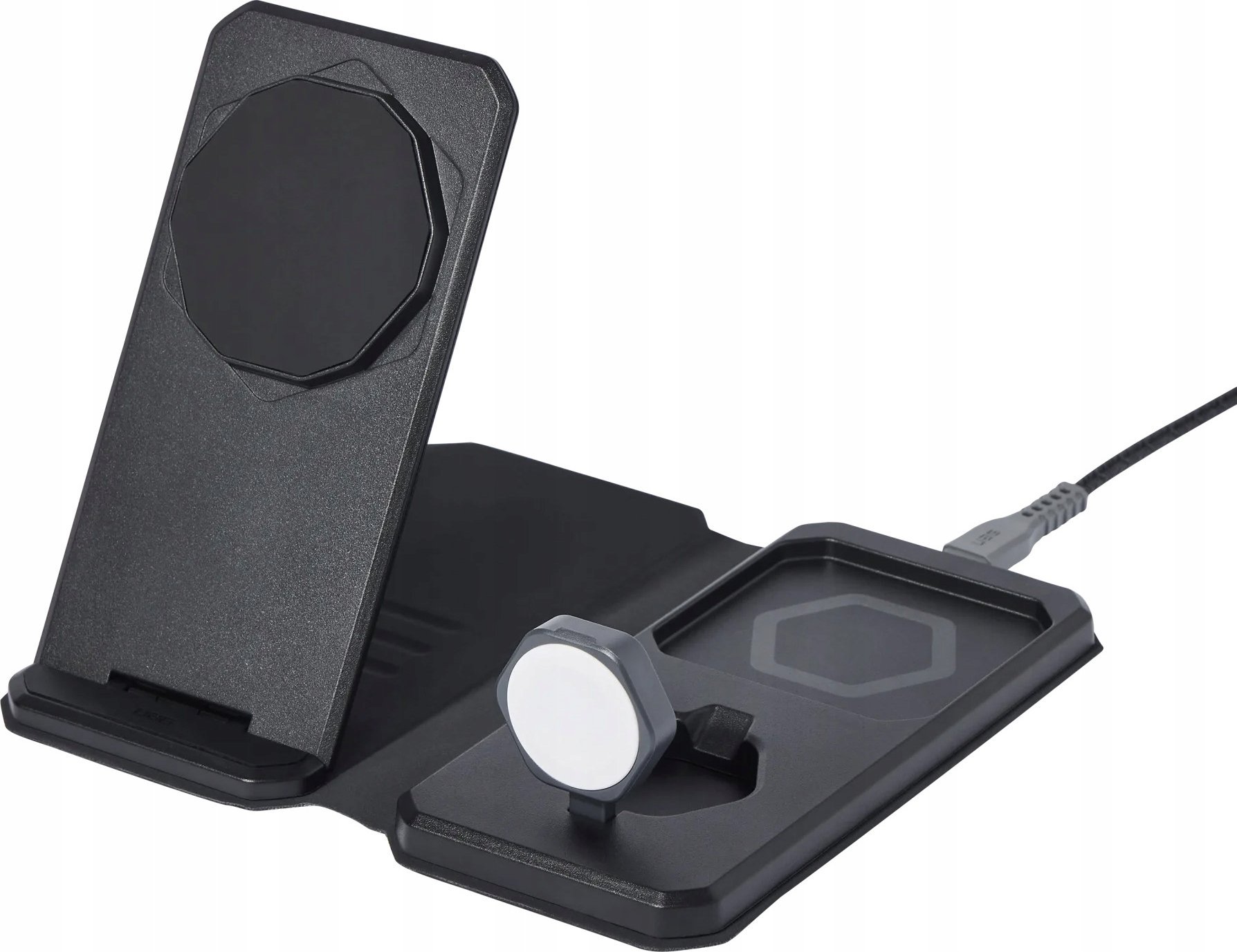 Karikues wireless 3 në 1 UAG SRGE, MagSafe deri 25W, për iPhone AirPods Apple Watch, i zi gri