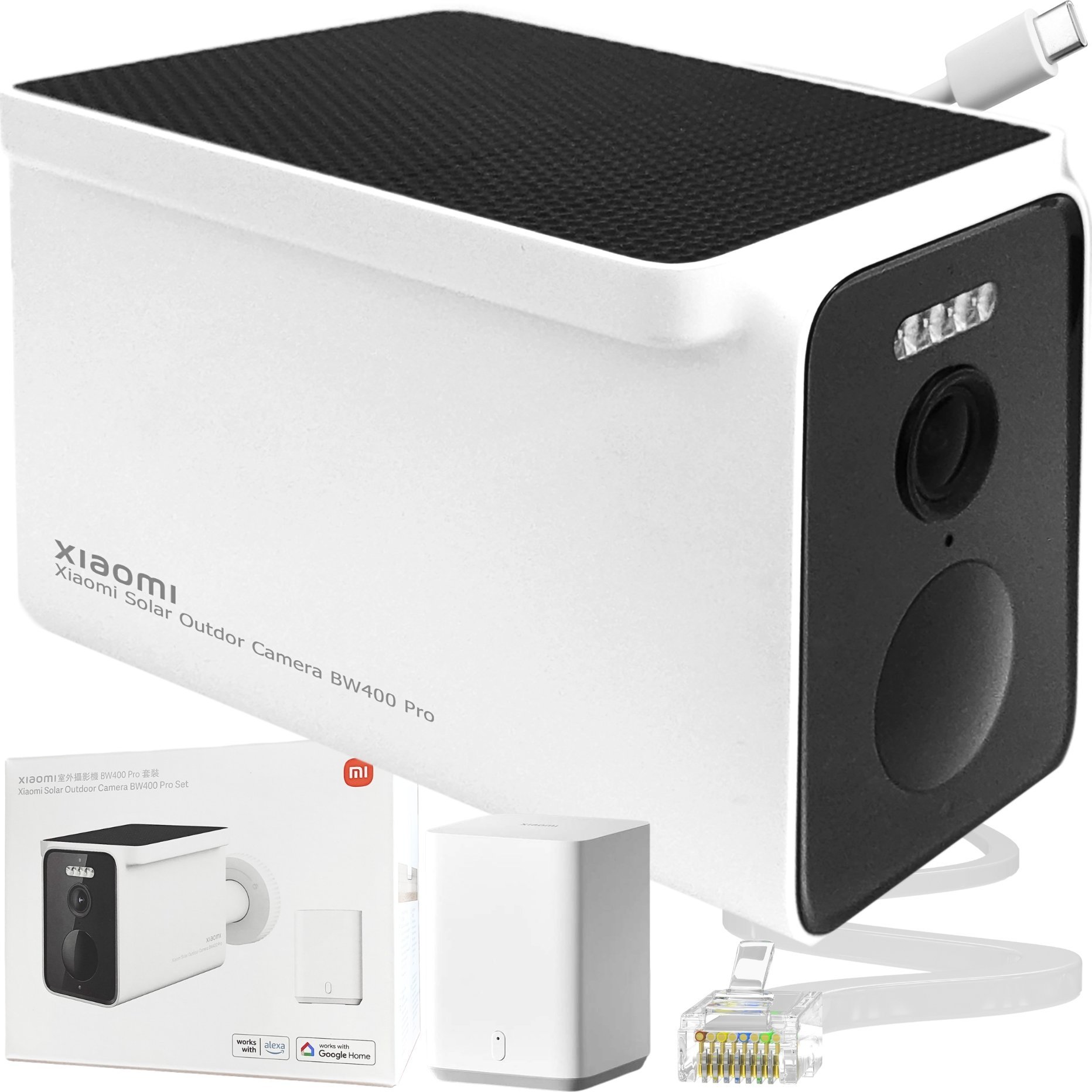 Kamerë sigurie Xiaomi Solar Outdoor Camera BW400 Pro Set, 2.5K, për ambient të jashtëm, e bardhë