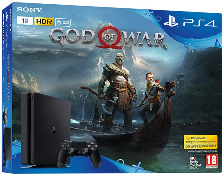 Konzolë PlayStation 4 Slim, 1TB, e zezë + Video lojë God of War