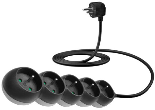 Kabllo vazhduese CONNECT IT, 2 m, 230 V, 5 priza, e zezë