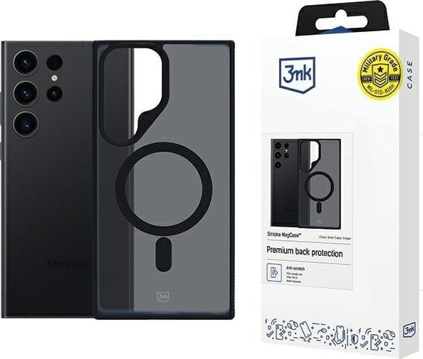 Kapak telefoni 3MK Smoke MagCase, për Samsung Galaxy S23 Ultra, me MagSafe, gjysmë transparent