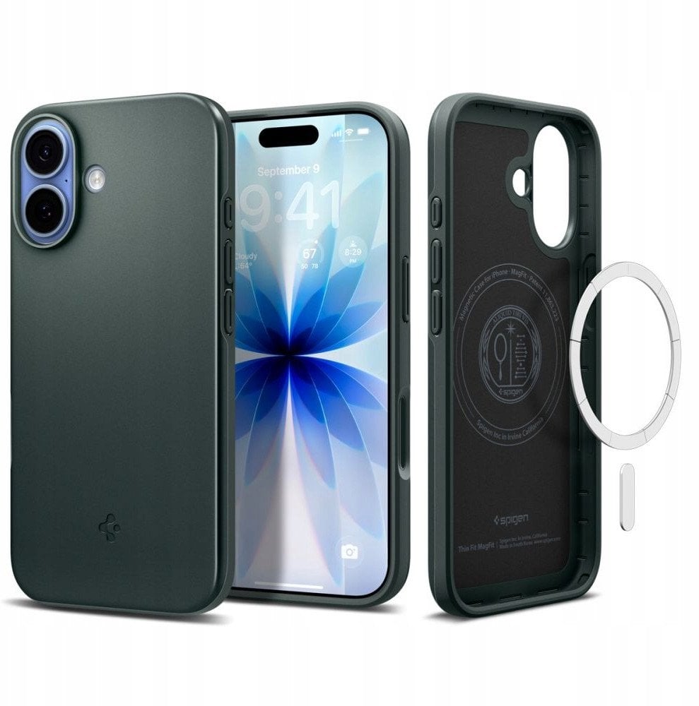 Mbulesë telefoni Spigen Thin Fit MagSafe për iPhone 17, e hollë, Abyss Green