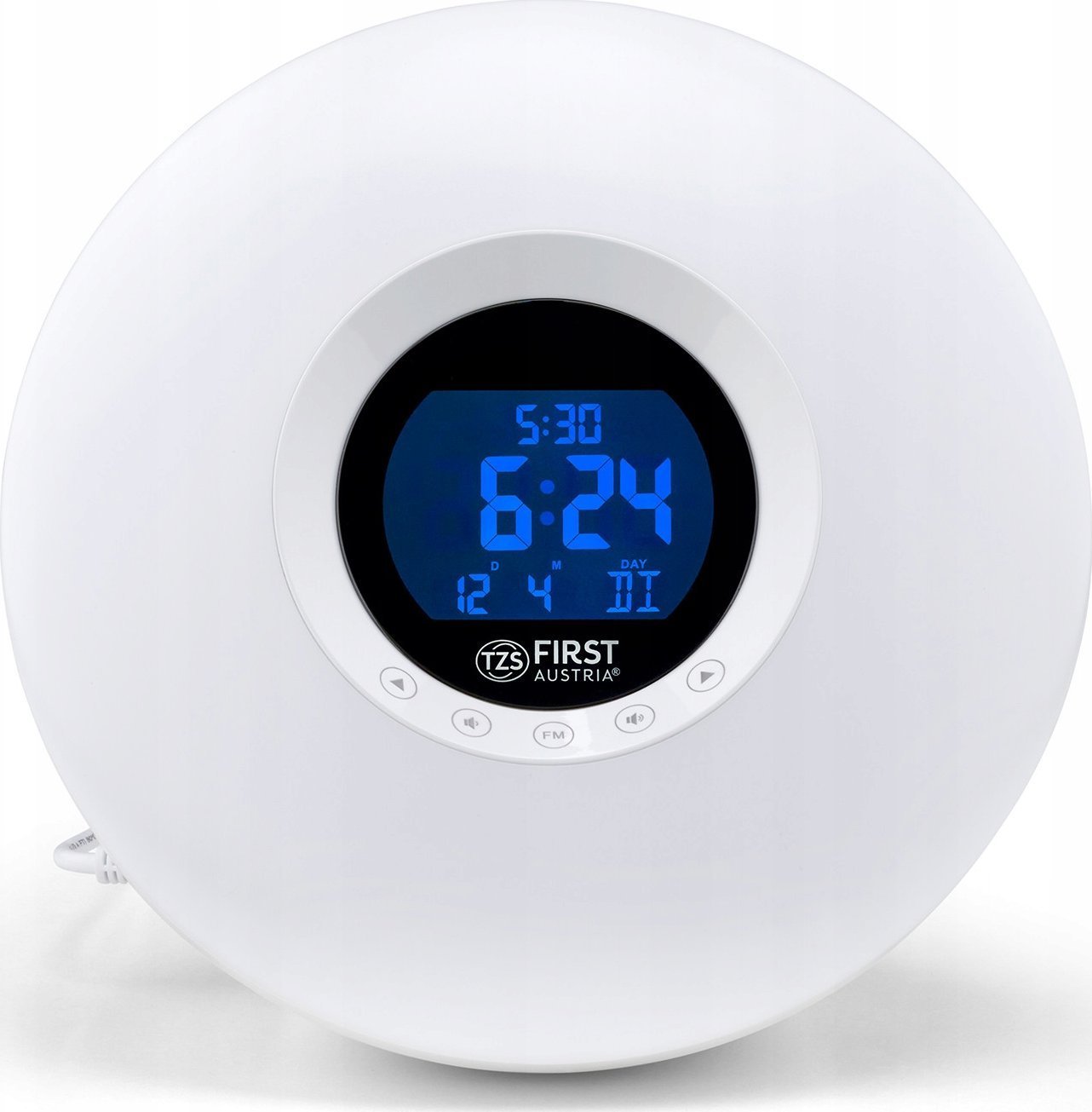 Сончев будилник Solar Alarm Clock, FM радио, LED светло за будење, бел