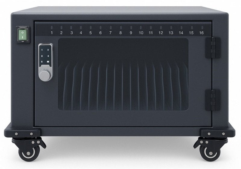 Kabinet karikues Techly, 16 porta USB C, 45W secila, i bardhë